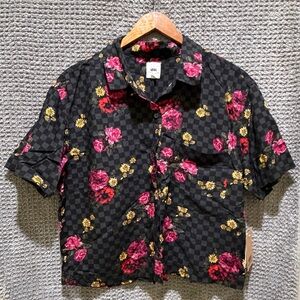 Vans Black Checkered Shirt with Red and Yellow Floral